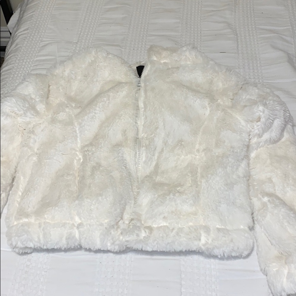 Fuzzy zip up jacket